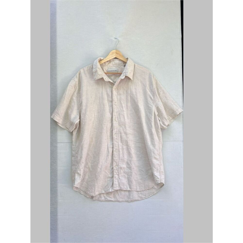 coastaoro botton down Short Sleeve Linen blend men shirt size XL
